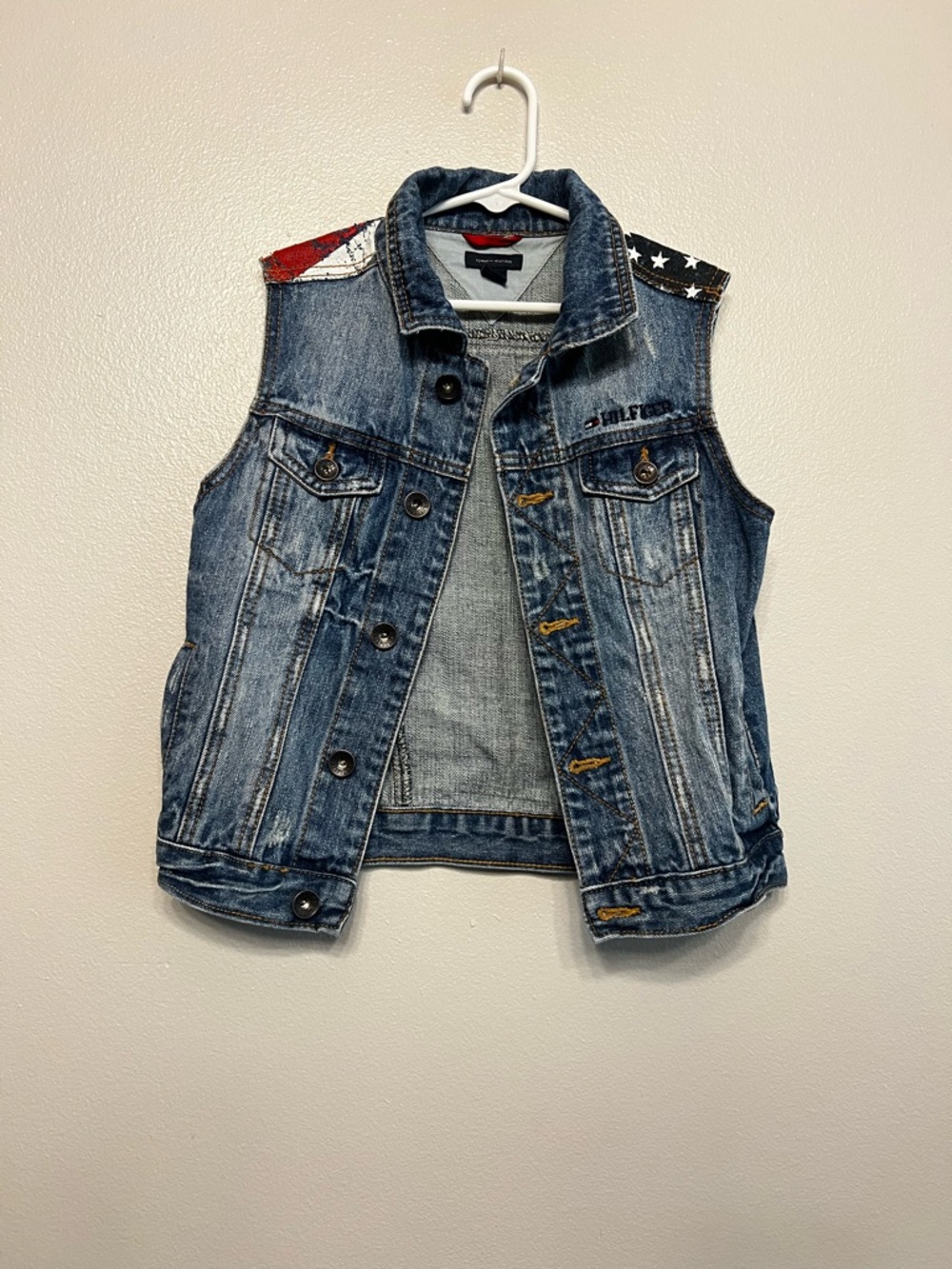 Tommy‎ Hilfiger Denim Vest Red, White & Navy Patriotic Flag Americana Kids Sz 5